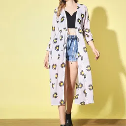 QIOA Women Printed Longline Shrug-51