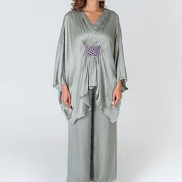 Neora V-Neck Kaftan Top With Trouser Co-Ords-image-1