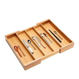 WHITEWHALE Brown Wooden Kitchen Storage Holder For Knives Forks Spoons Drawer Organisers-13