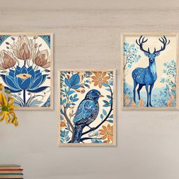 Bird and Animal Wall Art With Frame Home Decor Wall Painting For Living Room Office Bedroom-11