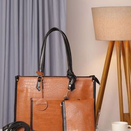 Bagsy Malone Animal Textured PU Structured Tote Bag with Quilted-18