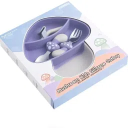 Mushroom Kids Silicone Cutlery Feeding Kit Tableware Baby Dinner Plate Set Silicone Cutlery Set-13