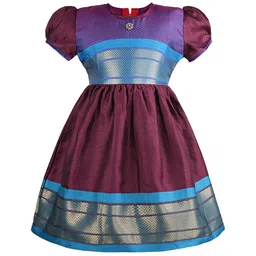 Wish Karo Girls Woven Design Satin Fit & Flare Dress-image-41