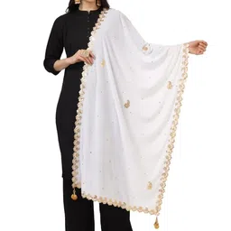 A R SILK DUPATTA HUB Ethnic Motifs Embroidered Gotta Patti Velvet Dupatta-picture-22