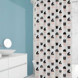 ArtzFolio White & Peach Coloured Waterproof Shower Curtain-picture-10