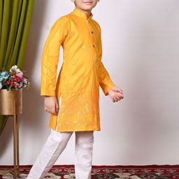 NFC CREATION Boys Embroidered Regular Sequinned Kurta with Pyjamas image 3