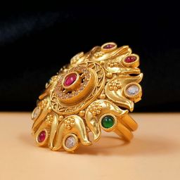 JYONA Gold-Plated Artificial Stones Studded Adjustable Finger Ring-8