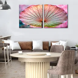 OLIVE TREE Pink & Green 2 Pieces Floral Wooden & Canvas Wall Arts-image-55