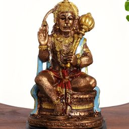 INTERNATIONAL GIFT Gold-Toned Lord Hanuman Idol with Gada Religious Idol Showpiece-image-72