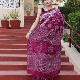 Pinkcity Trade World Floral Printed Pure Cotton Saree-picture-11