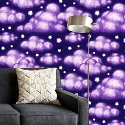 ArtzFolio Printed UV-Resistant Anti-Bacterial Night Sky Clouds & Stars Peel & Stick Wallpaper-image-54