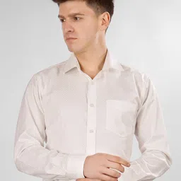 DESIGN UP Men New Slim Fit Spread Collar Textured Formal Shirt-image-21