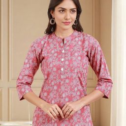 DUMMY SHAPE Floral Printed Mandarin Collar Kurti-image-94