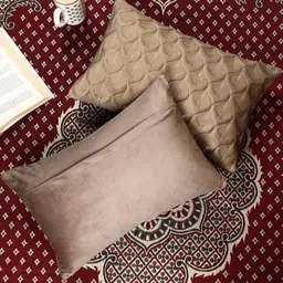 monkdecor Feather Design Mouse Color Rectangle Velvet Cushion Covers Set of 2 image 4