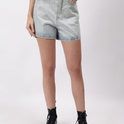 Fashion Gaiia Studded Women Denim Shorts-image-15