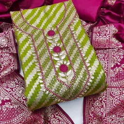 Mitera Embroidered Art Silk Unstitched Dress Material-image-34