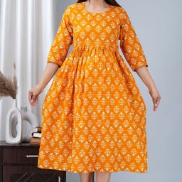 TANISHA Women Floral Print Maternity Fit & Flare Dress-image-99