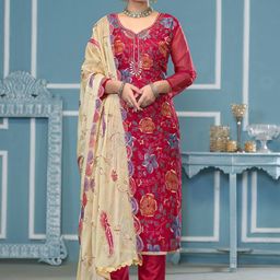 Maroosh Printed Organza Unstitched Dress Material-image-27