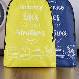 Kuber Industries Yellow & Blue 2 Pieces Regular Cloth Travel Organisers-14