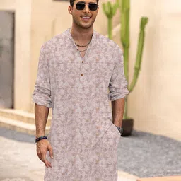 Anouk Abstract Printed Band Collar Straight Kurta-picture-11