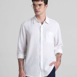 Jack & Jones Men Spread Collar Solid Cotton Casual Shirt-image-78
