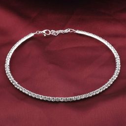 Krelin Silver-Plated Artificial Stones Studded Single Line Choker Necklace-29