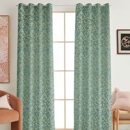 AaHo Decor Blue & Beige Set of 2 Floral Room Darkening Door Curtain-image-47
