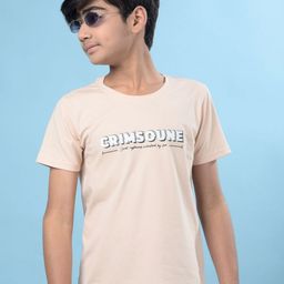 Crimsoune Club Boys Typography Printed Round Neck Short Sleeves Cotton Slim Fit T-shirt-image-99