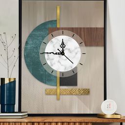 Art Street Beige & White Printed Wall Clock-45
