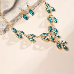 Atasi International Gold-Plated Crystal Studded Jewellery Set-image-26