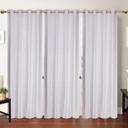 270 cm (9 ft) Polyester Semi Transparent Long Door Curtain (Pack Of 3) (Plain, White)-image-97