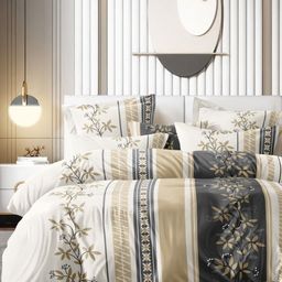 Bajo's Brown & Black Ethnic Motifs 350 TC King Bedsheet with 2 Pillow Covers-image-49