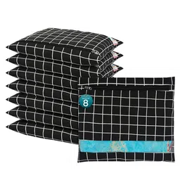 Kuber Industries Black & White 8 Pieces Checked Cotton Regular Saree Organisers-16