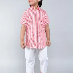 Little Clothings Boys Printed Shirt With Collar Neck And Half Sleeve Paired & Pajama Set-image-64