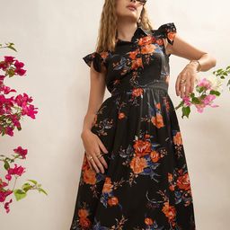 CORSICA Floral Print Ruffled Shirt Dress-picture-45