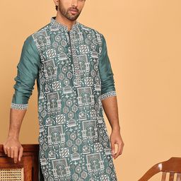 Jompers Ethnic Motifs Embroidered Mandarin Collar Thread Work Straight Kurtas-image-95