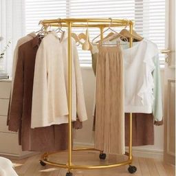 KriShyam Round Garment Rack with Wheels-image-1