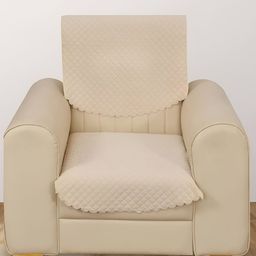 Bajo's Beige Solid Velvet 2 Piece Sofa Cover-17