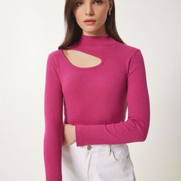 Happiness istanbul Women High Neck Fitted Regular Top-image-17