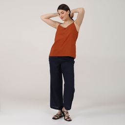 Saltpetre Women Orange Slip Top With Navy Long Leg Pant Co-Ord Set-image-76