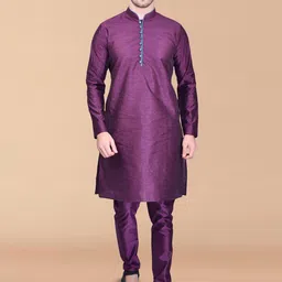 PRINTINDIA Men Regular Pure Silk Kurta with Churidar-picture-14