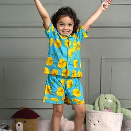 MABISH by Sonal Jain Girls Printed Cotton Shirt With Shorts Night Suit-picture-26