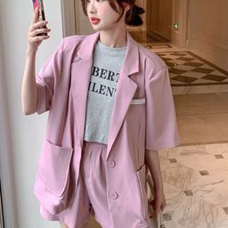 StyleCast Notched Lapel Coat With Shorts Co-Ords Set-picture-27