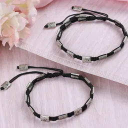 anouk Set of 2 Rectangular Black Thread Boho style Anklets/Bracelet-picture-13