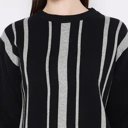 Camey Striped Round Neck Long Sleeve Woollen Sweatshirt With Trousers image 2