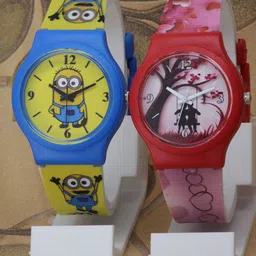 VIRAKTI Women Set of 2 Brass Printed Dial & Straps Analogue Watch KID-01-08-COMBO-image-99