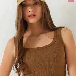 BIANCO LUCCI Pack Of 2 Women Cotton Crop Tank Top-image-91