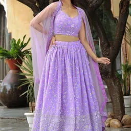 Fusionic Embroidered Sequinned Semi-Stitched Lehenga & Unstitched Blouse With Dupatta image 3