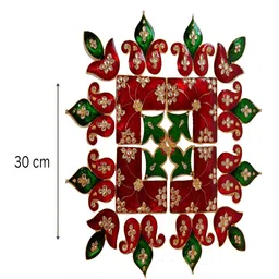 Kala Samarpan Red & Green Decorative Rangoli Sticker With Centerpiece image 5