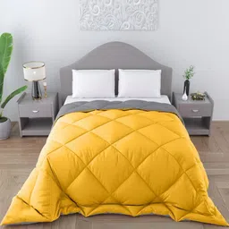 CHICERY Yellow & Grey Geometric Microfiber AC Room 200 GSM Single Bed Comforter-picture-10
